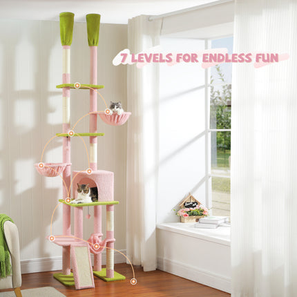 Torre para gatos con forma de cactus, ajustable desde el piso hasta el techo