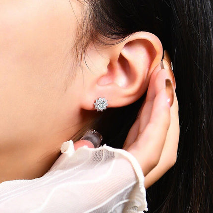 Elegant Snowflake Moissanite Diamond Stud Earrings - Wnkrs