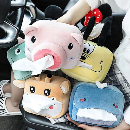 Adorable Plush Animal Car Tissue Holder - Napkin Dispenser for Auto & Home - Wnkrs