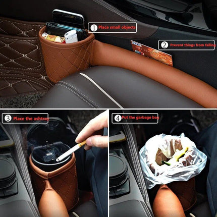 Luxe PU Leather Car Seat Gap Organizer with Drink Holder - Wnkrs