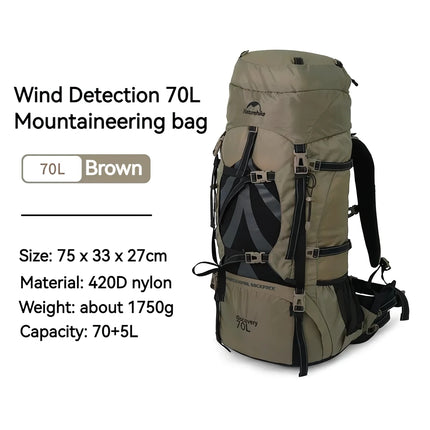 Mochila de trekking ultraduradera de 75 l para senderismo y acampada