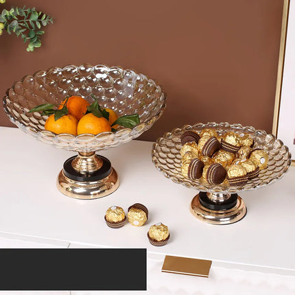 Nordic Vintage Amber Crystal Glass Tray