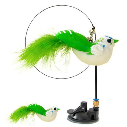 Interactive Feathered Bird Wand Toy with Suction Cup for Cats - Wnkrs