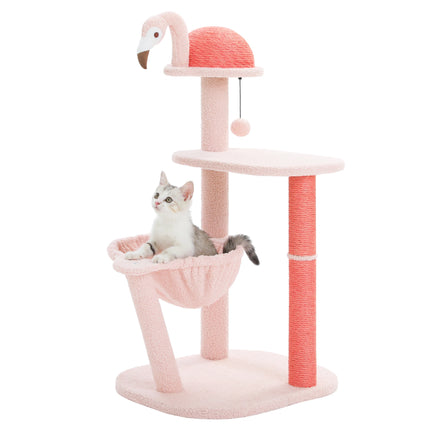 Árbol para gatos Flamingo Pink con postes rascadores de sisal y hamaca