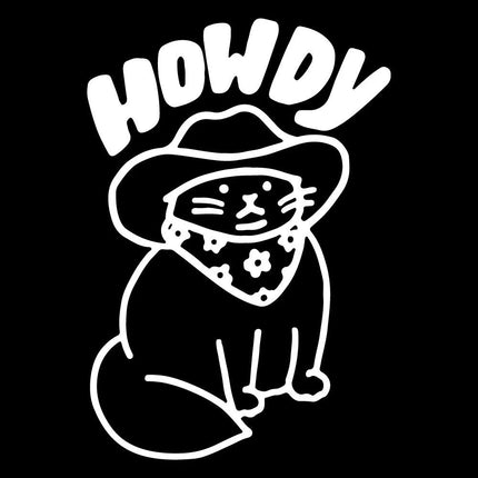 Howdy Cat Cartoon Vinyl Decal - Wnkrs
