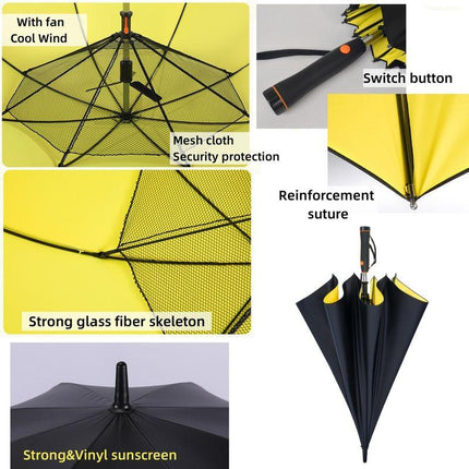 Large Fan Umbrella UPF50+ UV Blocking Parasol