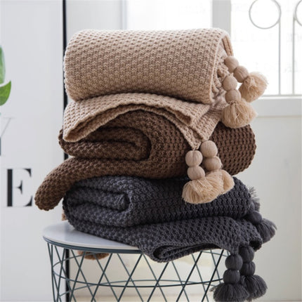 Nordic fringed knit ball blanket wool blanket office air conditioning lunch break blanket shawl blanket sofa leisure blanket blanket - Wnkrs