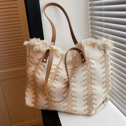 Sac fourre-tout en toile à pompons pour femme