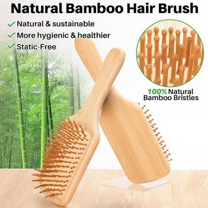 Cepillo para el cabello con cojín de madera de bambú