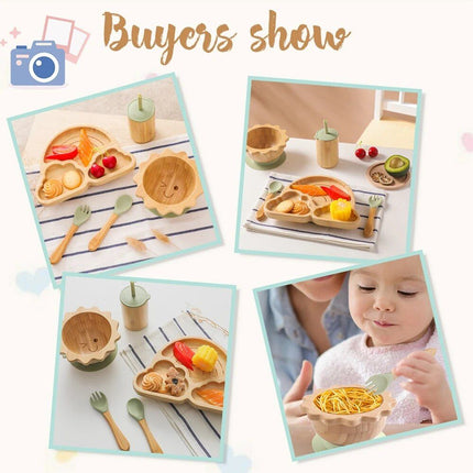 Eco-Friendly Bamboo Baby Feeding Set with Non-Slip Silicone Suction Cups - Wnkrs