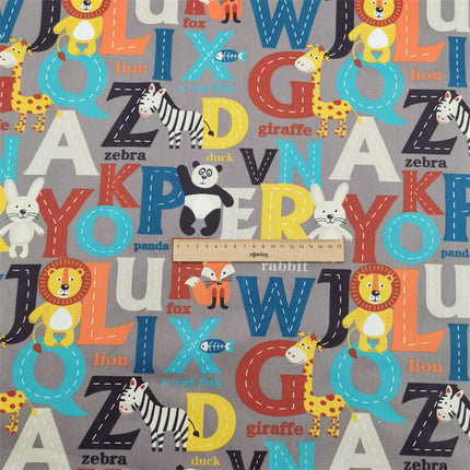 Alphabet Cartoon Animal Pure Cotton Twill Cloth Children's Bedding Clothing Blanket Fabric - Wnkrs