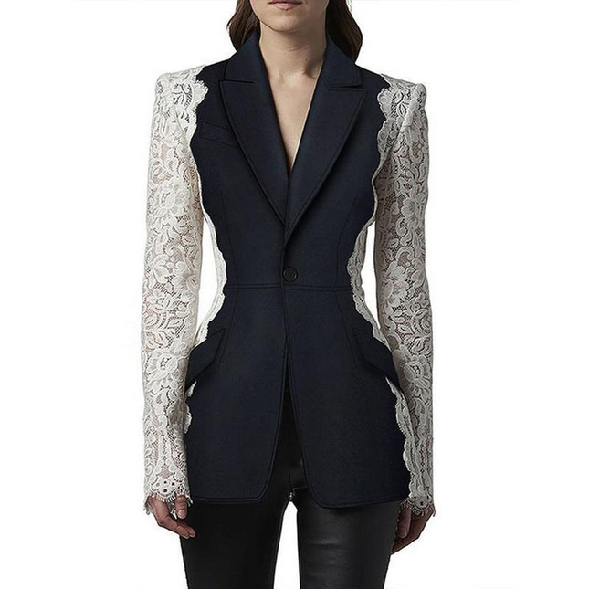 Blazer patchwork en dentelle pour femme