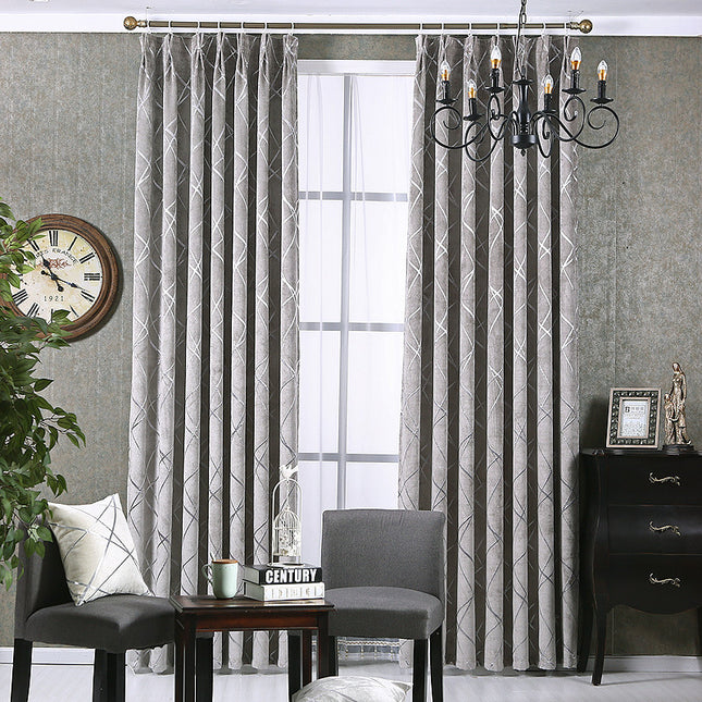 Solid Color Simple Modern Light Luxury Living Room Chenille Blackout Curtains - Wnkrs