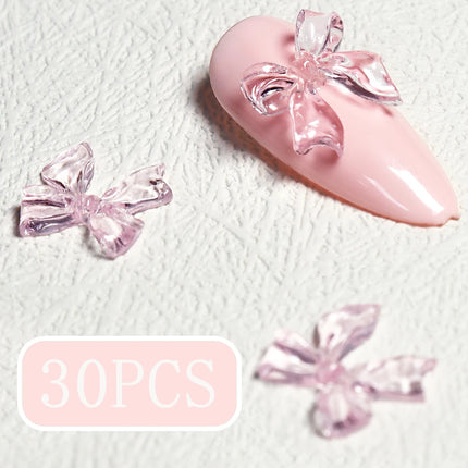 Charms pour ongles en forme de nœud rose bonbon