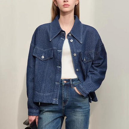 Manteau en jean minimaliste - Veste d'automne courte et ample