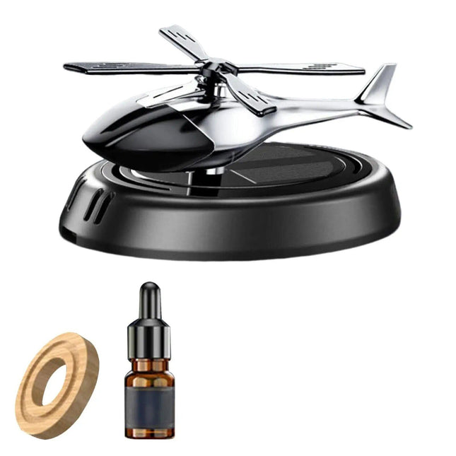 Solar-Powered Helicopter Car Air Freshener: Rotating Aroma Diffuser in 3 Elegant Colors - Wnkrs