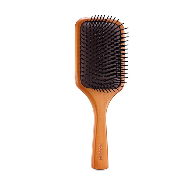 Brosse à cheveux de massage du cuir chevelu en bois d'érable naturel avec peigne à dents fines