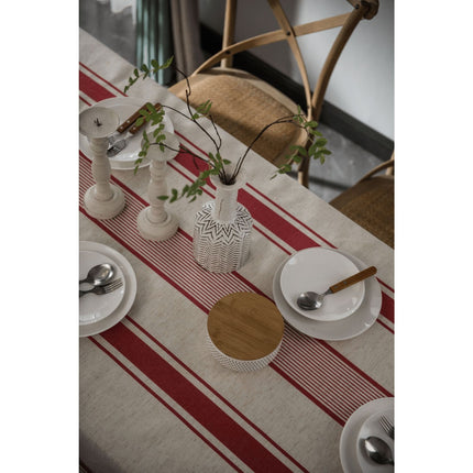 Elegant Striped Cotton and Linen Tablecloth - Perfect for Any Occasion