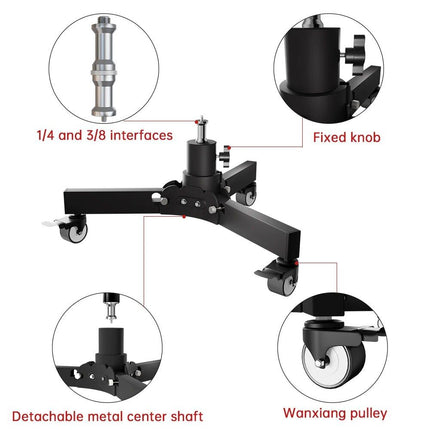 Multi-Purpose Photography Floor Light Stand with Casters and Adjustable Height - Wnkrs