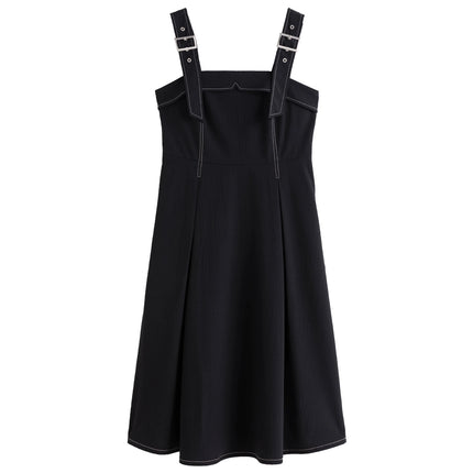 Robe noire élégante fendue jusqu'à la taille pour femme - Parfaite pour le bureau et l'automne