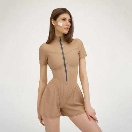 Bodycon Playsuit: Elegant Short Sleeve Romper