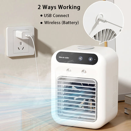 Miniventilador portátil de refrigeración por aire con USB y humidificador recargable