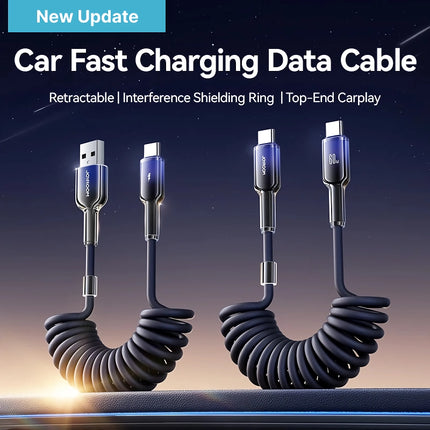 Câble de charge de voiture USB Type C PD à ressort 60 W