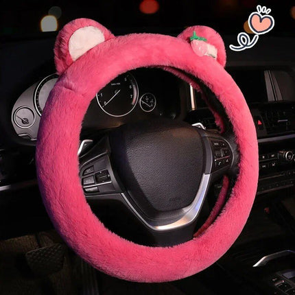 Pink Cat Ears Plush Steering Wheel Cover - Wnkrs