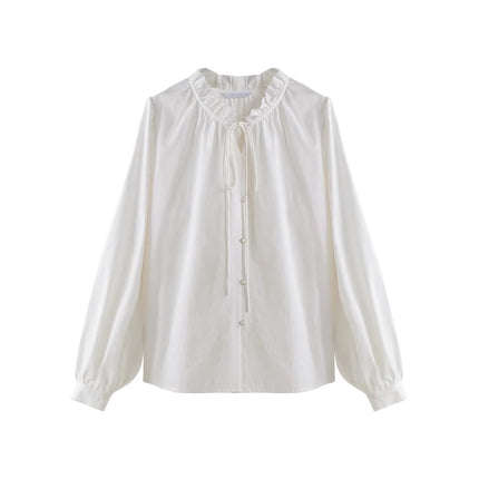 Elegant French Style Casual Puff Sleeve Shirt