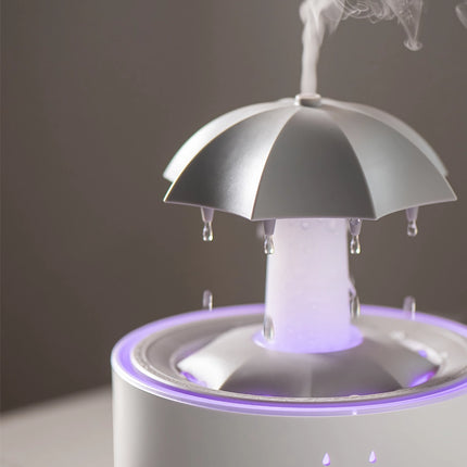 Humidificateur d'aromathérapie créatif rotatif en forme de goutte de pluie - Brume nuageuse colorée