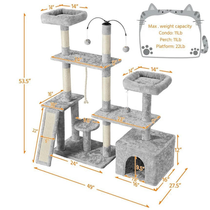 Deluxe Multilevel Plush Cat Tree with Sisal Scratching Posts - Wnkrs