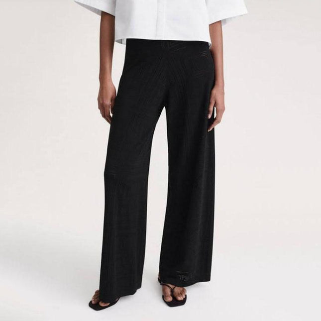 Pantalon en tricot ajouré taille haute