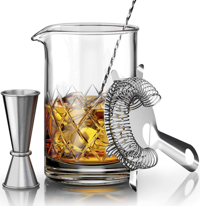 Ice Strainer Crystal Glass Stainless Steel Cocktail Shaker Cocktail Set - Wnkrs