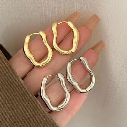 Luxurious Stainless Steel Geometric Hoop Earrings for Women - Wnkrs