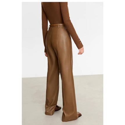 Pantalon décontracté minimaliste en cuir PU