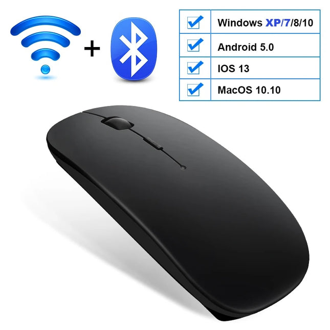 Souris silencieuse sans fil et Bluetooth à double mode avec DPI réglable et batterie rechargeable