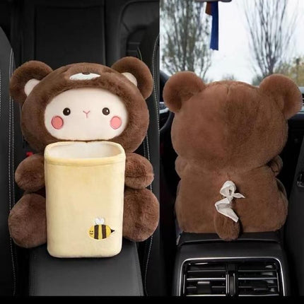 Plush Cartoon Car Tissue Holder & Armrest Organizer - Wnkrs