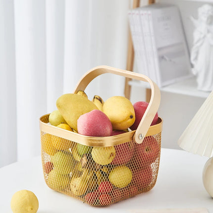 Iron Art Fruit Basket with Bamboo Handle