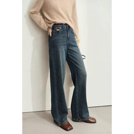 Pantalon en jean rétro à jambe large pour femme