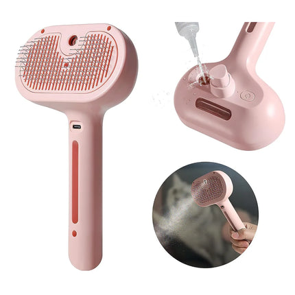 Brosse à vapeur pour chat : peigne autonettoyant pour éliminer les poils d'animaux avec spray