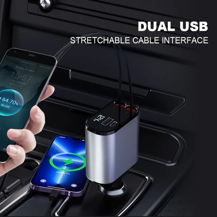 4-in-1 USB Car Fast Charger with PD QC3.0 & Digital Display - Wnkrs