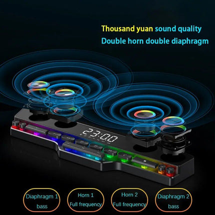 4000mAh 3D Stereo Sound Box: Bluetooth Soundbar with Powerful Subwoofer, USB & AUX Connectivity, FM Radio & Clock - Wnkrs