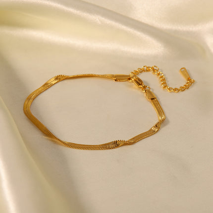 Pulsera de cadena de serpiente de acero inoxidable bañada en oro de 18 k: resistente al agua y atemporal