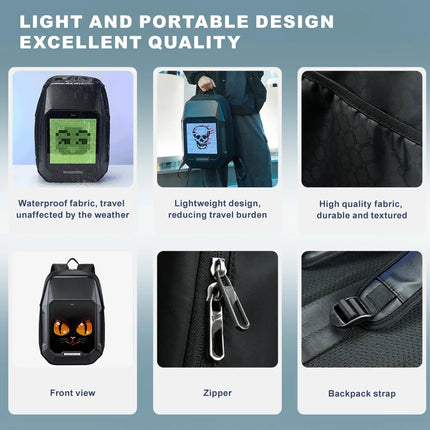 Mochila LED inteligente con pantalla Pixel Art para negocios y viajes