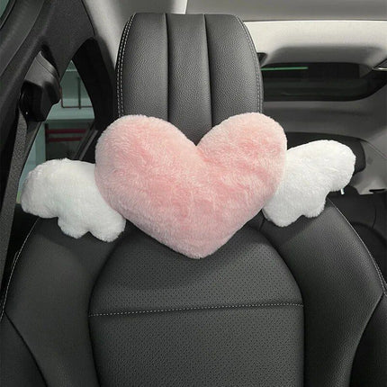 Heart-Shaped Plush Car Headrest & Lumbar Support Cushion - Wnkrs