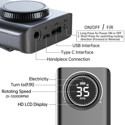 High-Speed Professional Nail Drill Machine with LED Display - Wnkrs