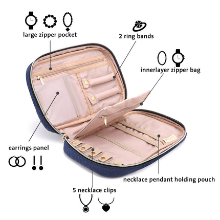 Organizador de joyas de viaje Estuche impermeable para collares, pendientes, anillos, pulseras