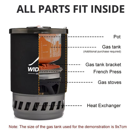 Système de cuisson de camping portable avec échangeur de chaleur et réchaud à gaz