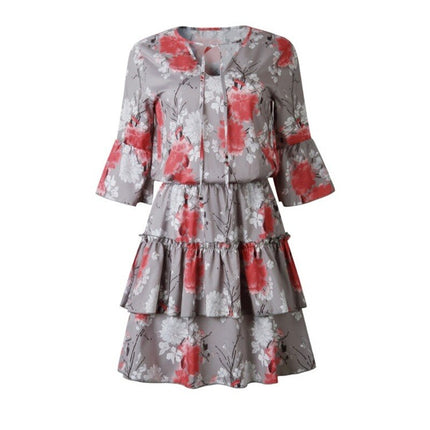 Women's Ruffle Chiffon Lantern Sleeved Dress - Wnkrs