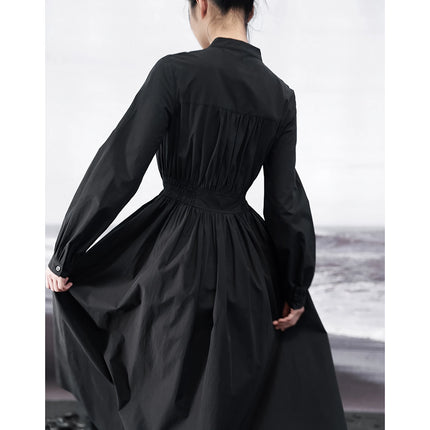 Robe chemise trapèze noire élégante pour femme